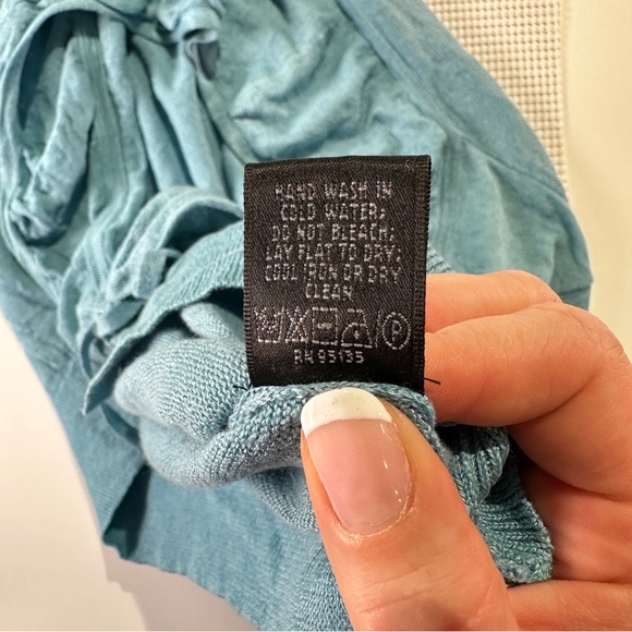 Lafayette 148 linen tie front ruffle trim lightweight cardigan cropped knit S - Picture 9 of 11